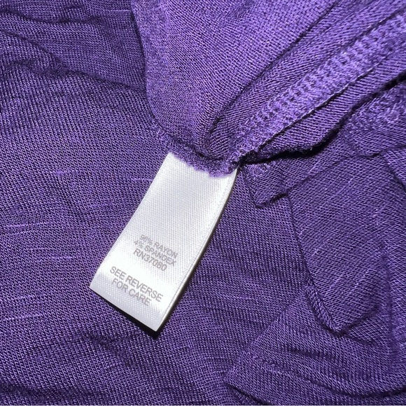 Cato purple pullover long sleeve curvy tunic v neck collar gathered cuffs sz L - Picture 3 of 7